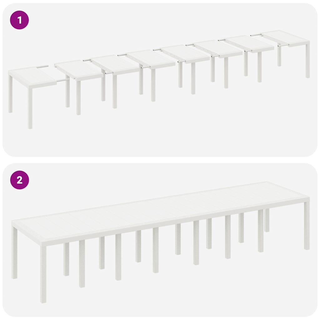 Garden Dining Set with Cushions 15 pcs White PP