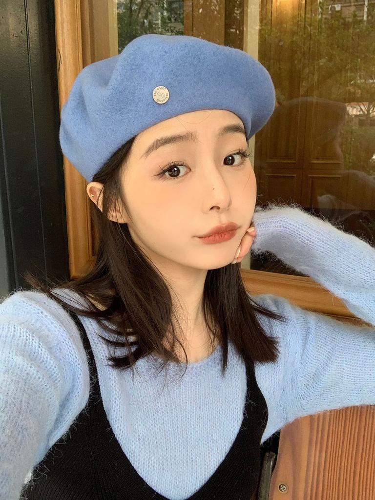 Korean New High Quality Wool Beret for Women In Autumn and Winter Versatile Temperament Retro Face Showing Small High End Hat