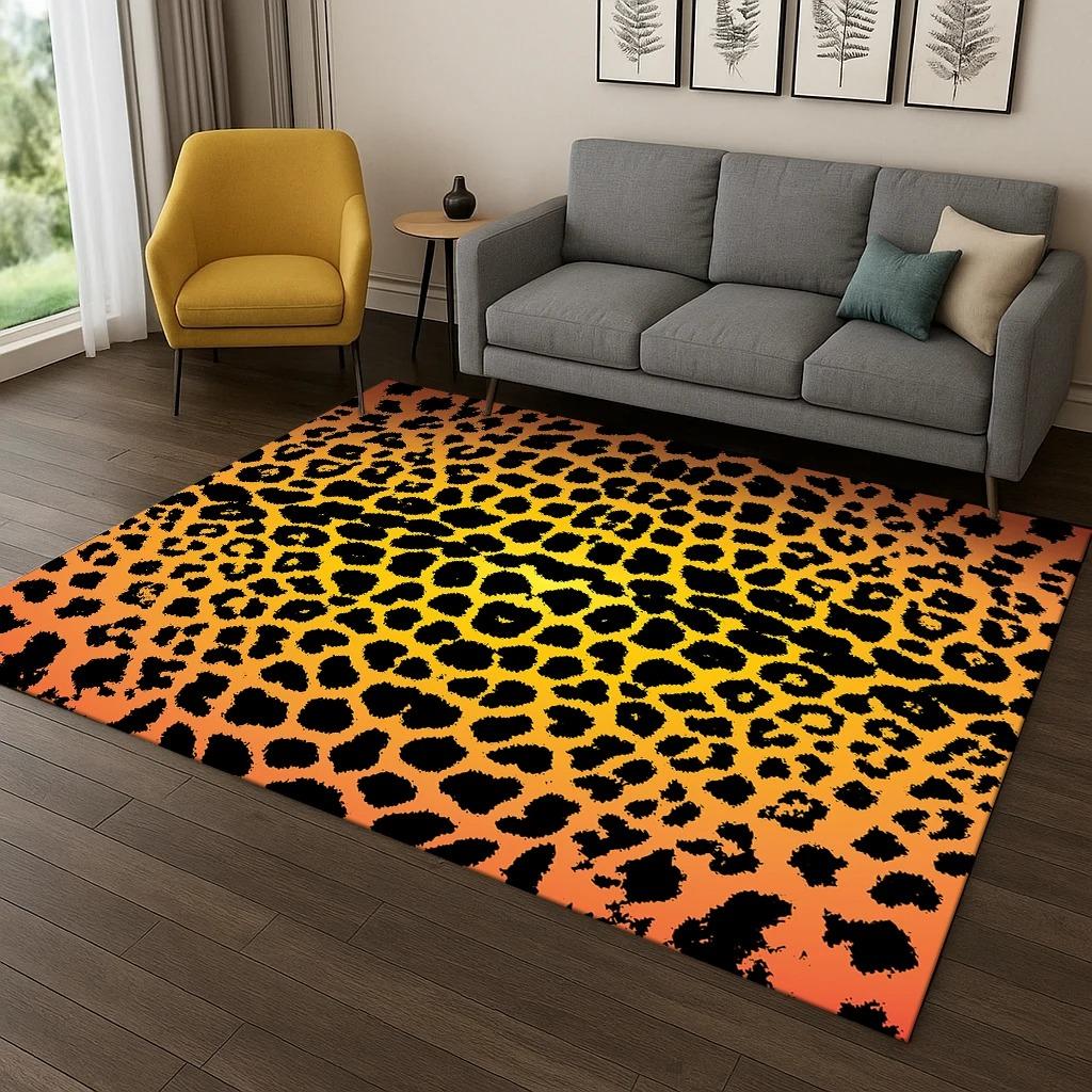 Kolorowy dywanik w paski zebry z nadrukiem leoparda do domu, sypialni, salonu, na sofę, wycieraczka, dekoracja sypialni, dywaniki