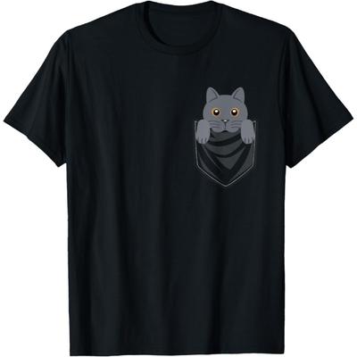 Pocket Graphic British Shorthair Cat Pet Men Women Kids T-Shirt