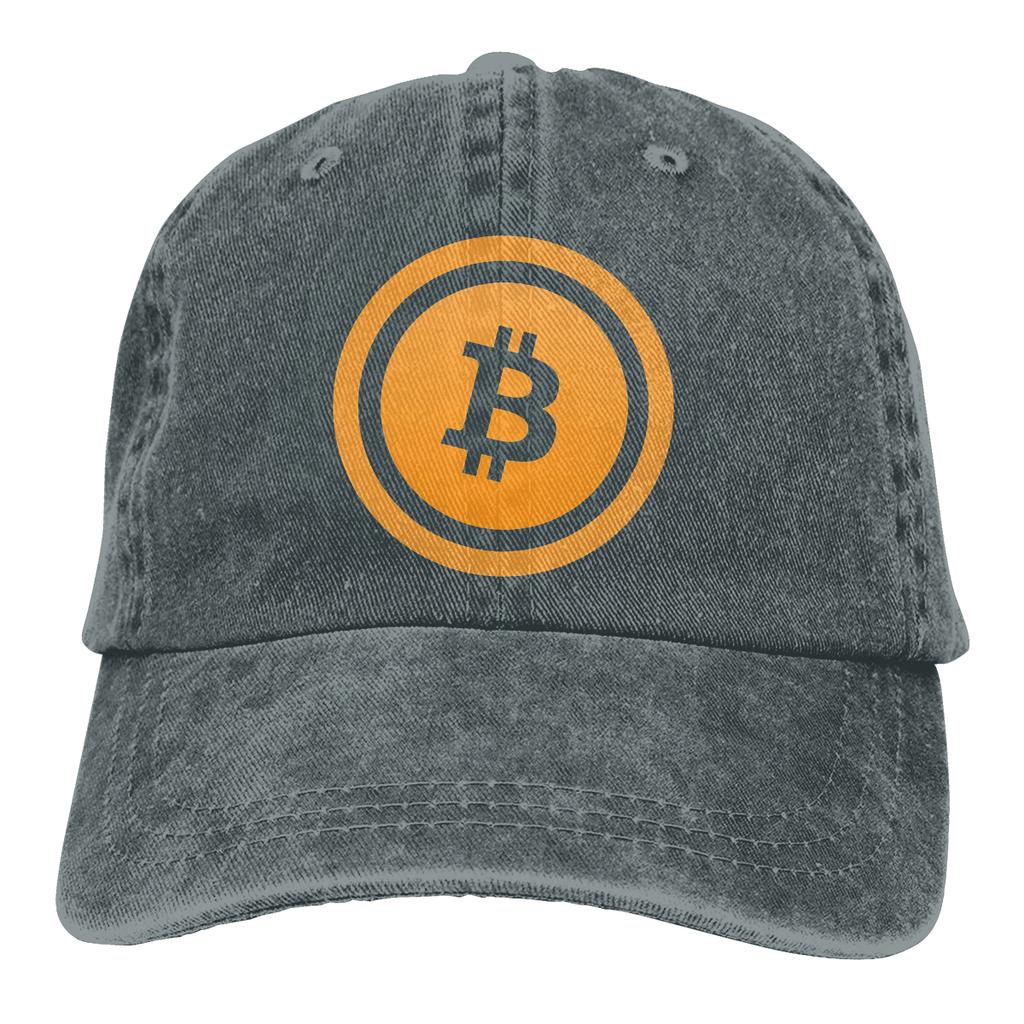 Adjustable Solid Color Baseball Cap Bitcoin B On Flat Coin Icon Washed Cotton Dogecoin Funny Bitcoin Sports Women Hat