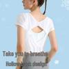 Women's Quick-Dry Short-Sleeve Yoga Top with Side Slit & Tie-Up