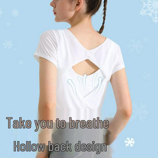 Women's Quick-Dry Short-Sleeve Yoga Top with Side Slit & Tie-Up