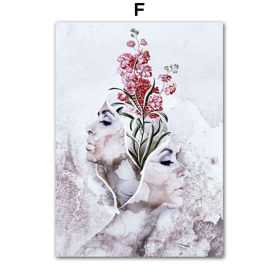 Dark Gothic Style Flower Girl Abstract Wall Art Canvas Painting Living Room Decoration Posters And Prints Home Wall Pictures