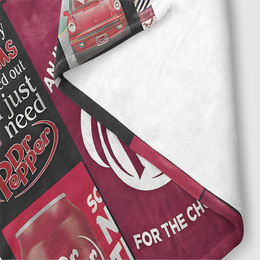 1pc Dr. Pepper printed thick flannel blanket, warm, skin-friendly, soft, suitable for sofa, bed, travel, office