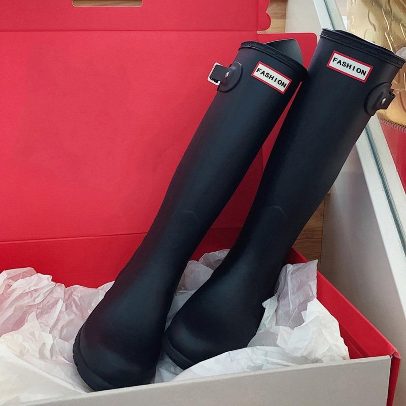 Cowhide version~ high boots new leather belt buckle thick-soled boots women's winter knee boots knight boots long boots