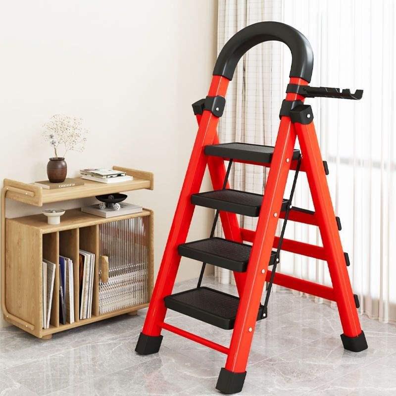 Multifunctional Indoor Carbon Steel Folding A-Frame Ladder: Telescopic, Thickened, Mobile Step Staircase