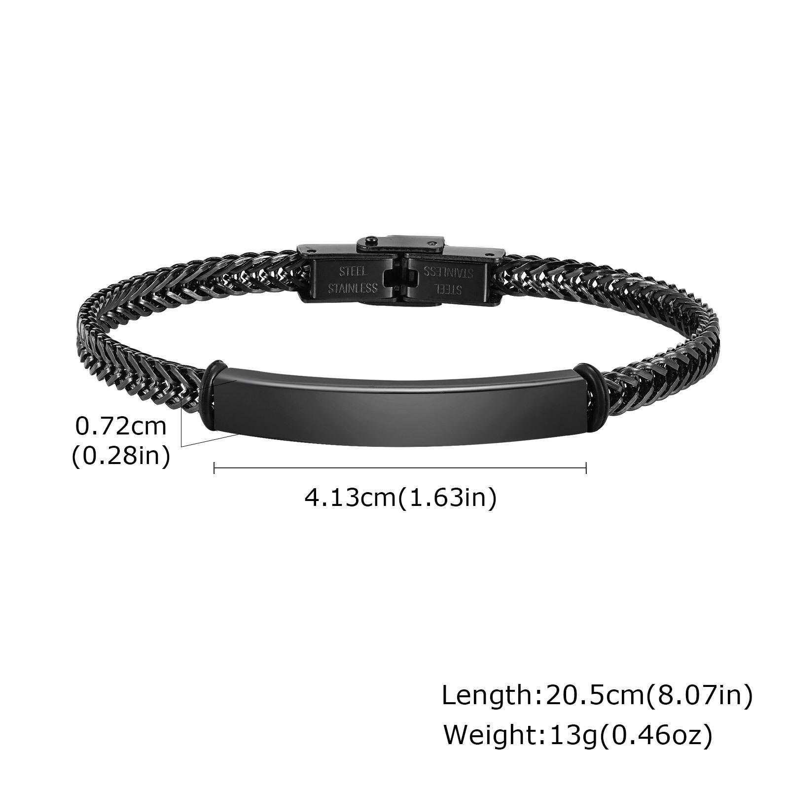 Vnox Custom Mens Mesh Band Bracelets, Engravable Black Stainless Steel Bangle,Simple Personalized Gift for Dad Fathers Day