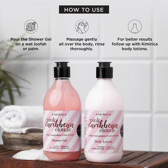 Kimirica Pink Caribbean Clouds Sulphate Free Shower Gel with the Goodness of Red Apple & Calabrian Bergamot | 100% Vegan 300ml