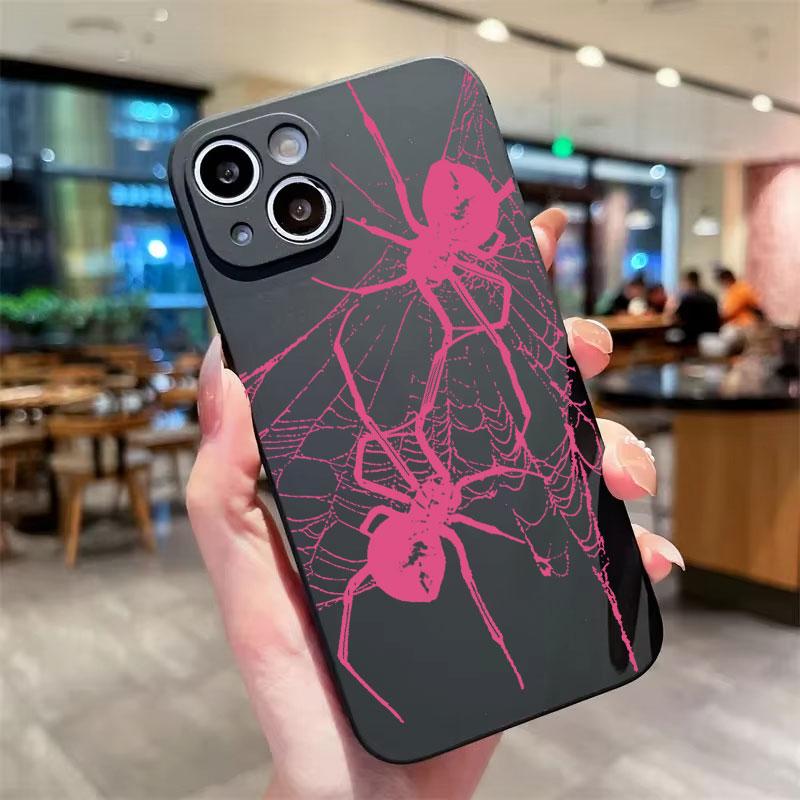 For iPhone 16 15 14 13 12 11 Pro Max XS X XR 7 8 16 Plus SE 2022 Silicone Case Shoockproof Popular Black Red Spider Soft Cover