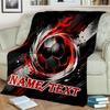 1PC Custom Name "Fiery Soccer Ball Artwork" Outdooor Flannel Blankets Throw Blanket All-Season Throw Gift Bedspread for Couch, Bed, Camping Holiday Bi