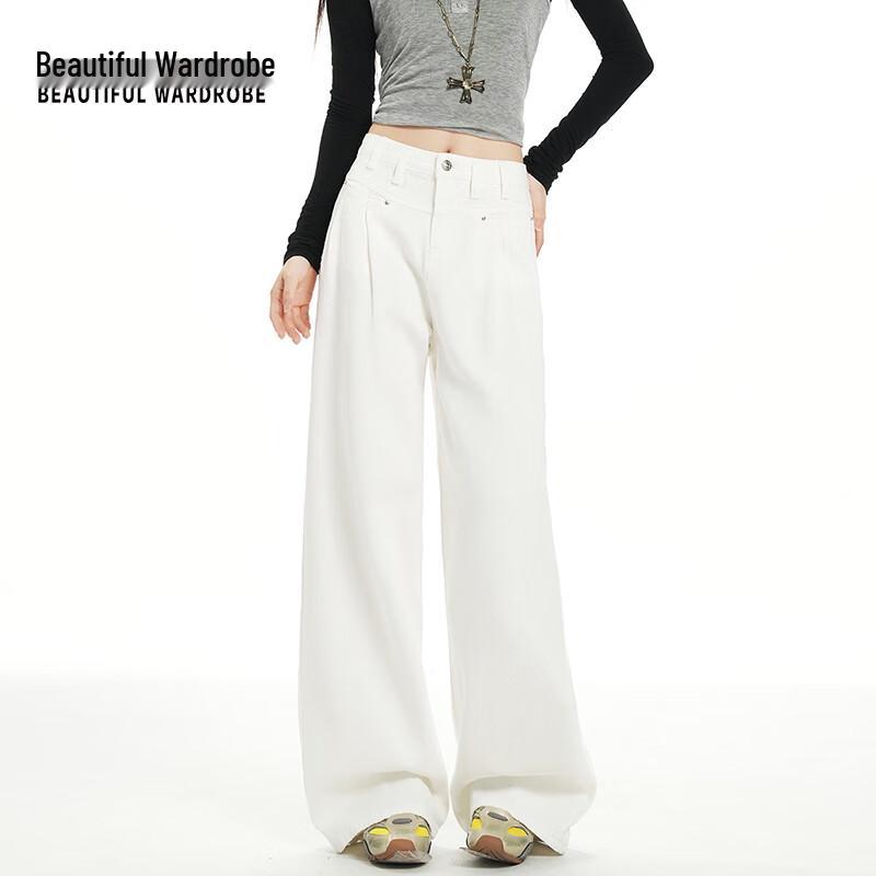 

Beautiful Wardrobe Women s High-Waist Wide-Leg Straight Jeans XL