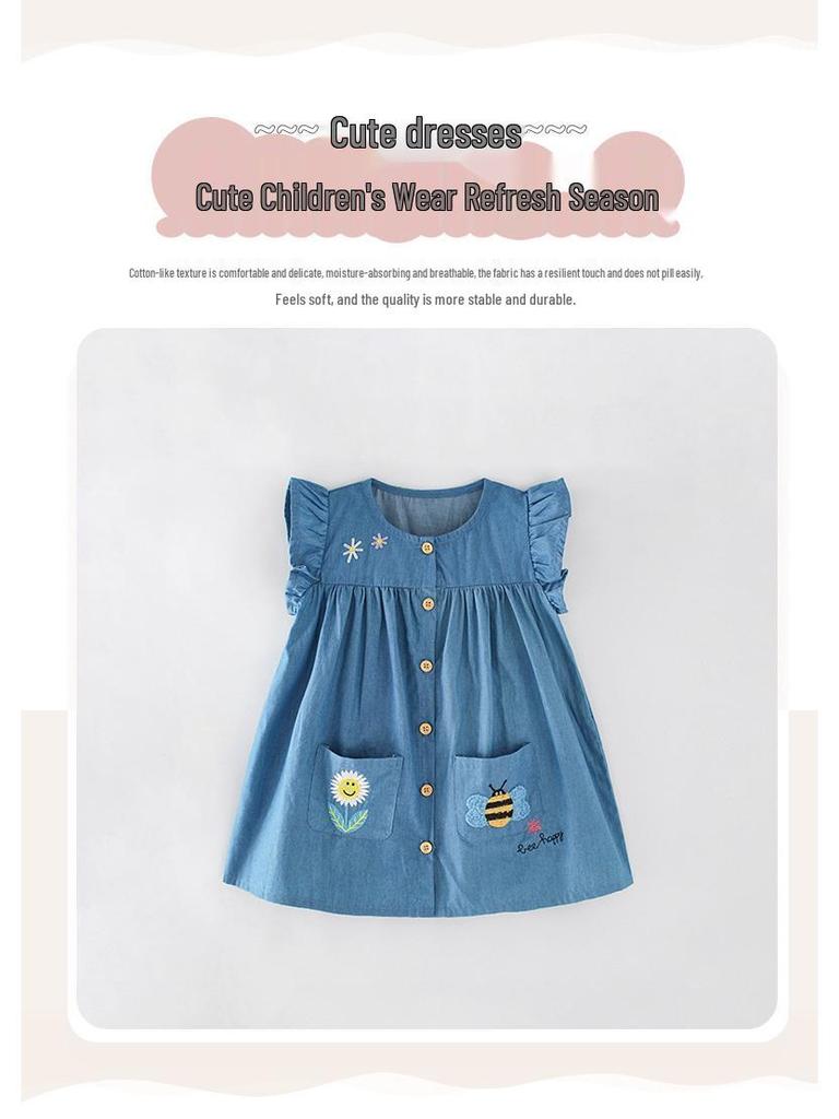 Spot Malwee Summer Dress: Stylish European & American Princess Dress for Little Girls