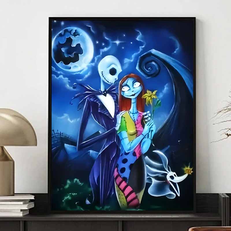 Disney Diamond Painting 5D Jack and Sally Gothic Romantic Illustration Cartoon Movie Cross Stitch Embroidery Handmade Gift Home Decor