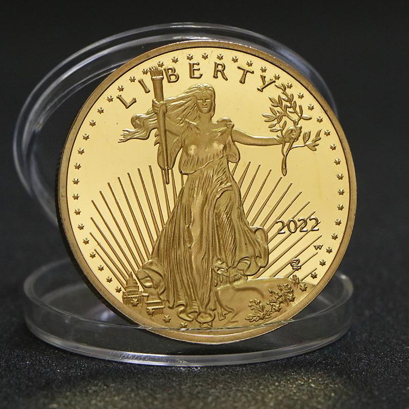 Statue of Liberty Commemorative Coin, Commemorative Medal, Coin, Eagle Ocean Gold and Silver Commemorative Coin, Christmas Gift, Stocking Stuffers