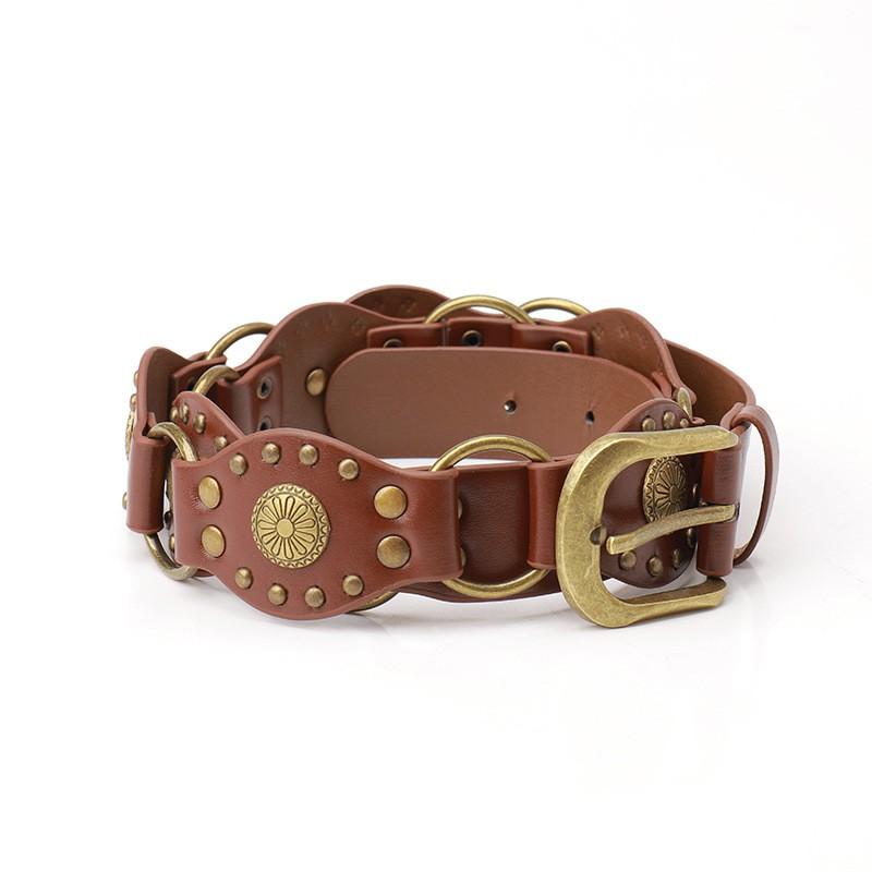Wide Western Style Belt Women Alloy Buckle Vintage Punk Hip Hop Decorative Skirt Jeans Cargo Pants