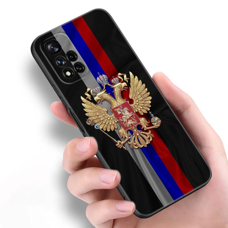 Russia Flag National Emblem Black Silicone Phone Case For Xiaomi POCO X3 X4 NFC F5 M3 M4 M6 X5 X6 Pro F3 F4 GT 5G C55 C65 M5