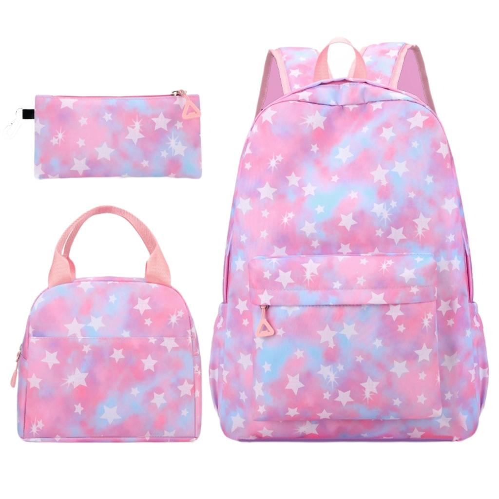 Großes Laptop-Rucksack-Set mit Sternenmuster, 3-teiliger Freizeit-Tagesrucksack für Reisen, Arbeit und Schule