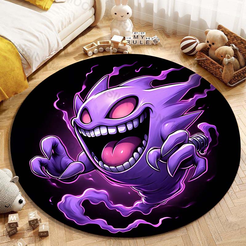 5 Sizes Pokemon Gengar Printing Round Carpet Living Room Bedroom Table and Chair Sofa Decorative Carpet and Rug Play Mat Gift