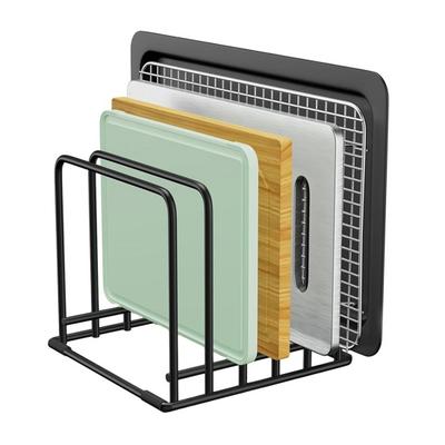 Soporte para tabla de cortar de 1/2 piezas Organizador de sartenes para cocina con pies antideslizantes Gran capacidad Diseño de 5 ranuras Estante de almacenamiento para bandejas de horno