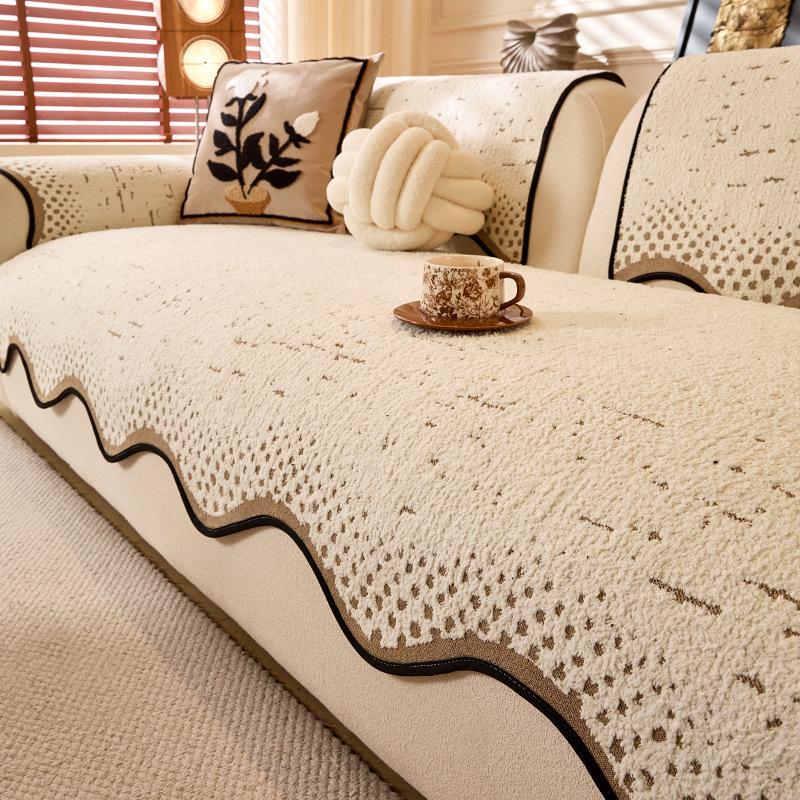 2025 New Wabi Sand Wind Sofa Cushion Fixed Non-slip Four-season Universal Straight Row Special-shaped One-piece Leather Sofa Cover