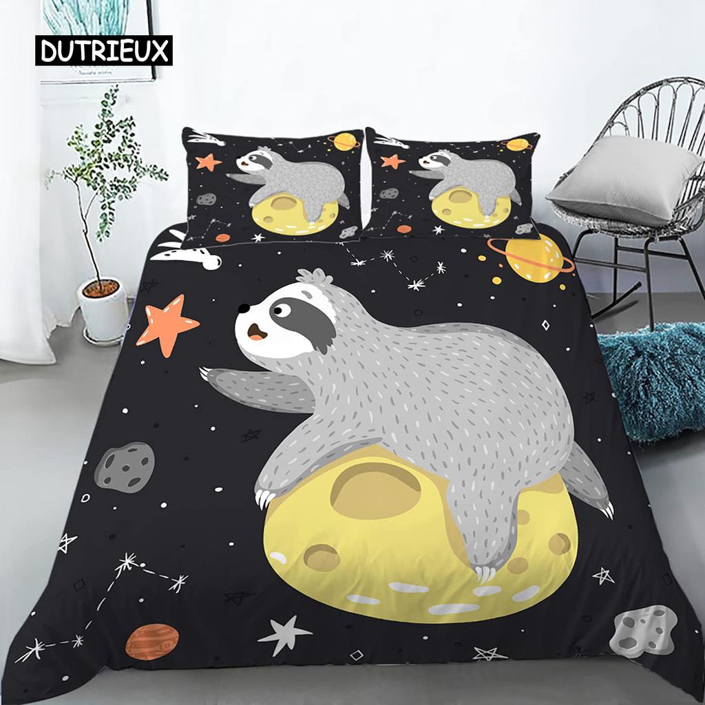 Zestaw Poszwy na Kołdrę Leniwiec Rozmiar Twin Kreskówkowy Leniwiec Poszwa na Kołdrę Zestaw Pościeli dla Dzieci Dziewcząt Chłopców Słodki Zwierzę Poliestrowa Poszwa na Kołdrę