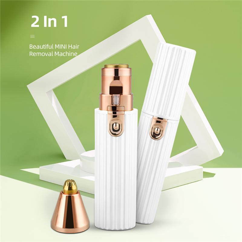 

Портативный 2 IN 1 Электрический эпилятор Триммер для бровей Женское тело Помада для лица Форма Удаление волос Женщины Безболезненная бритва Бритва