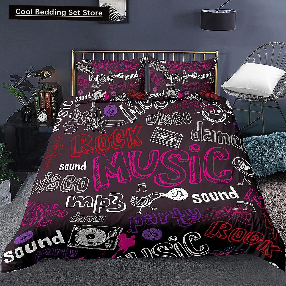 Music Notes Bedding Set for Kids Adult Duvet Cover King Queen Size Print Bed Set Home Textiles Bedclothes 2/3Pcs Duvet Cover Set
