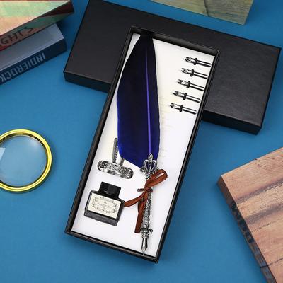 Vintage British Feather Pen Gift Box Mechanical Steampunk Dip Pen Student Graduation Gift