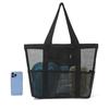 Netz-Strandtasche mit Reißverschluss, großes Fassungsvermögen, Strandtasche, faltbares Design, wasserdicht, sanddicht, Pooltasche mit Fächern