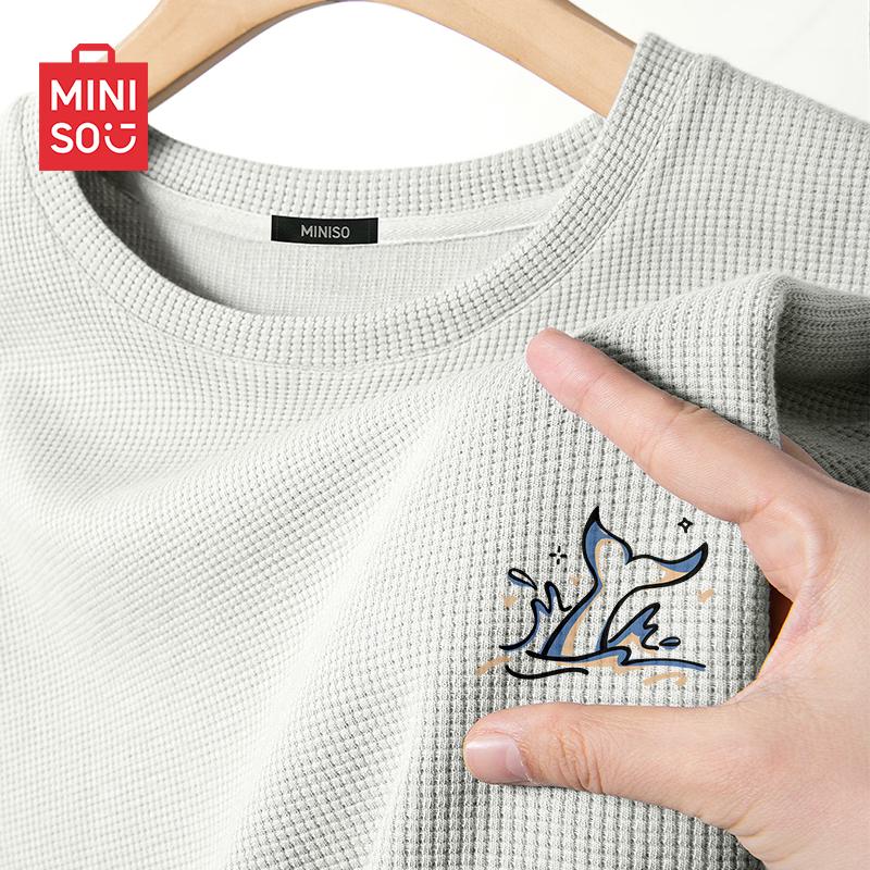 MINISO Men s Summer Waffle Knit Round Neck T-shirt XL