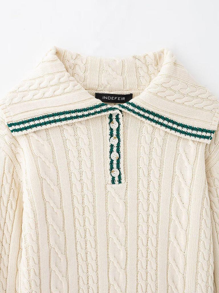 TAOP&ZA Women's Turn-Down Collar Pullover & Pleated Mini Skirt Set