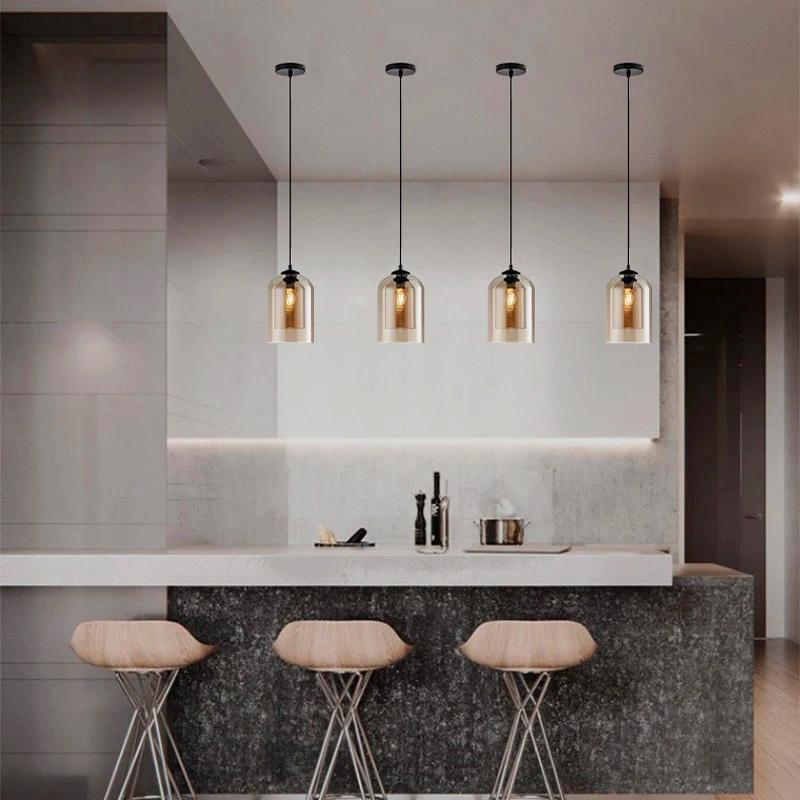 Dinning Room Retro Pendant Lamps Hanging Lighting for Corridor Foyer Glass Interior Chandelier Lights for Bedroom Kitchen Island