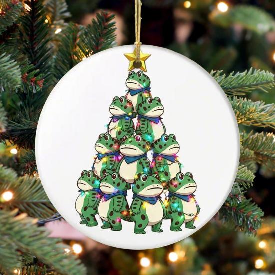 Frog Christmas Ornament Funny Frog Meme Christmas Decoration 2D Acrylic Holiday Keepsake for Xmas Tree Car Decor