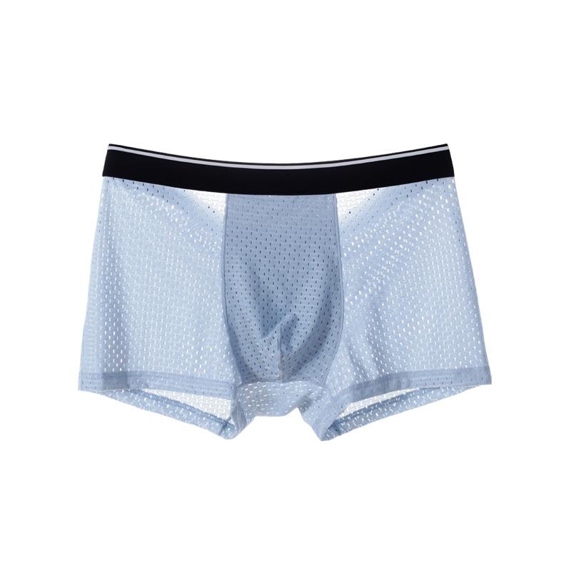 Summer Ice Silk Boxers Mens Underwear U Convex Boxer Men Mesh Seamless Shorts Pants Size L-5XL