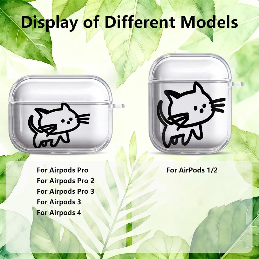 Cartoon Line Cat Case For Airpods Pro3 2 3 Pro2 4 Pro 1 Clear Earphone Cases Cover