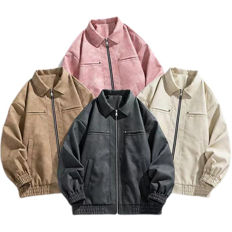 American Old Fashioned Pu Leather Men's Autumn Casual Versatile Jacket Retro Solid Color