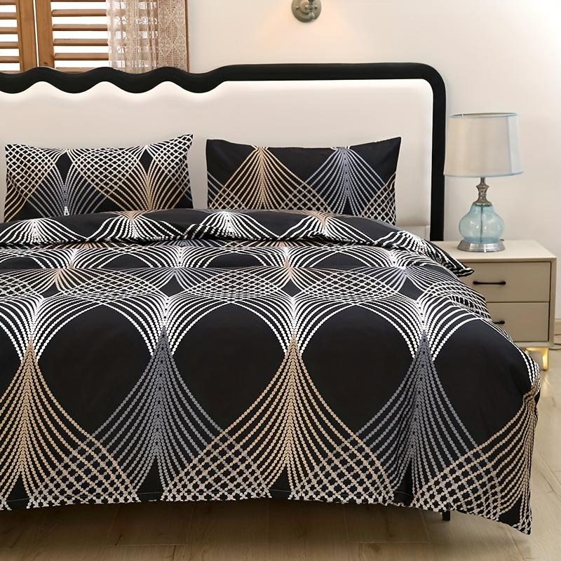 [Polyester Quilt Set] 3pcs Polyester Printed Floral Soft Skin-Friendly Quilt Cover Three-Piece Set Christmas Gift