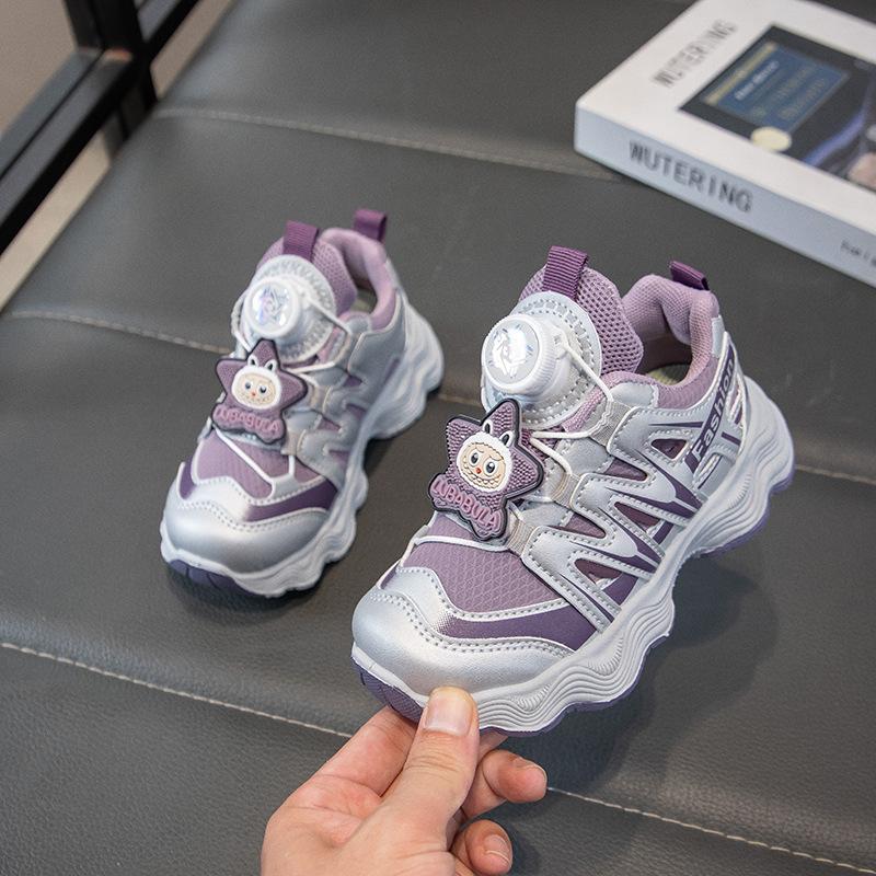 

Girls Breathable Rotating Button Running Shoes Spring Casual Dad Sneakers Trendy size 31 фіолетовий
