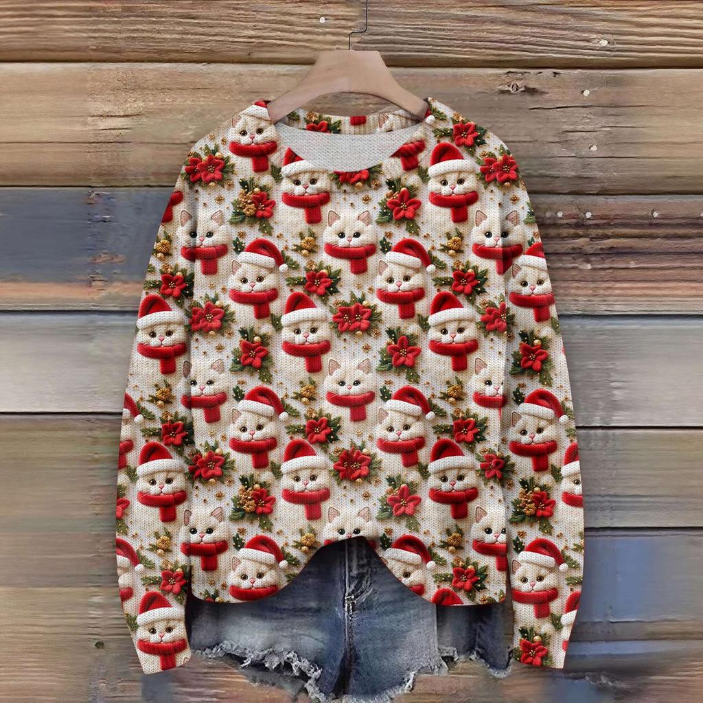 Women'S Christmas Sweater Cute Fun Christmas Sweater Fall And Winter Long Sleeve Knitted Sweater