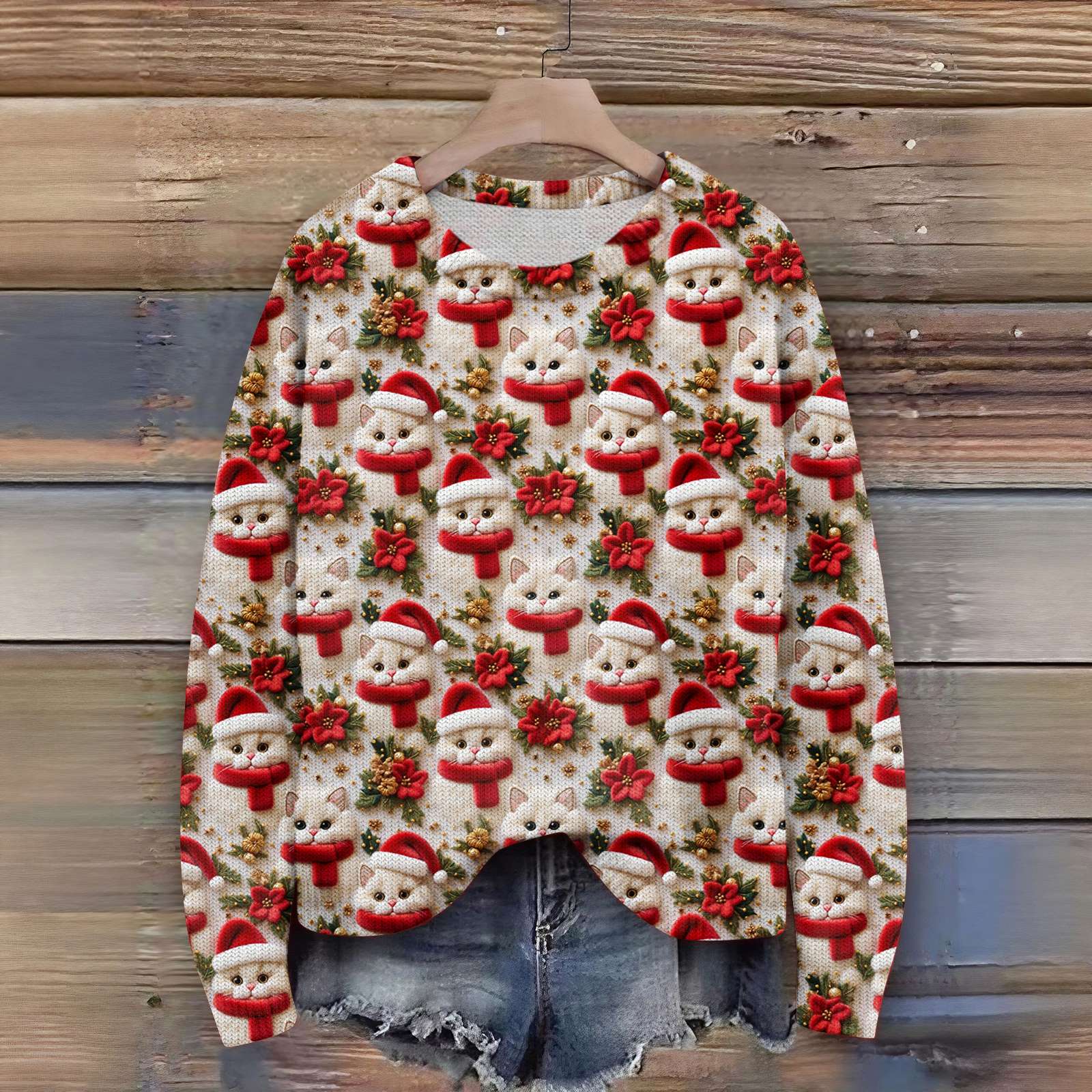 

Женский рождественский свитер Милый забавный рождественский свитер Осень и зима Свитер с длинным рукавом вязаный M