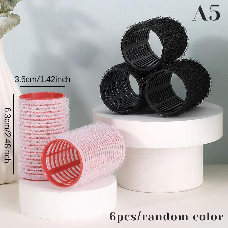 6Pcs Hair Roller Set Self Grip Heatless Hair Curler Different Size No Heat Self-adhesive Curling Hairdressing Styling Tool