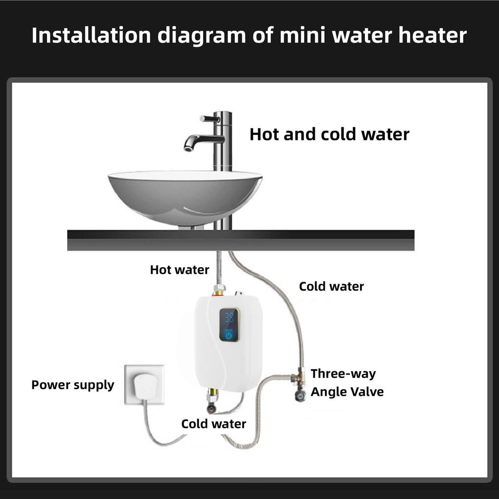   Water Heater 220V 3500W   Electric Tankless Hot Water Heater Bathroom Kitchen Washing with LCD Display for Shower Bathroom Kitchen Washing 