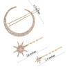 Women Crystal Side Hair Clip Pins Metal Hair Barrettes Girl Hair Accessories Stars Moon Rhinestone Clips Set Star Hairpins