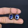 Sodalite Handmade Gemstone Earrings, Copper Electroformed Earrings Antique Jewelry, Earrings For Engagement Gift