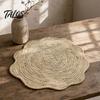 Placemat for Soup Pots Natural Corn Husk Placemat, Heat Resistant Non Slip Temperature Insulating Table Mat, Floral Design, Durable Grass Weaving