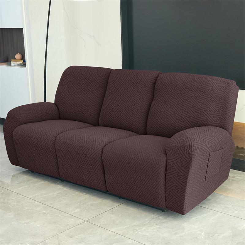 3Seater Jacquard Recliner Sofa Cover Dust-proof Stretch Reclining Couch Slipcover Relax Armchair Slipcover for Living Room Home