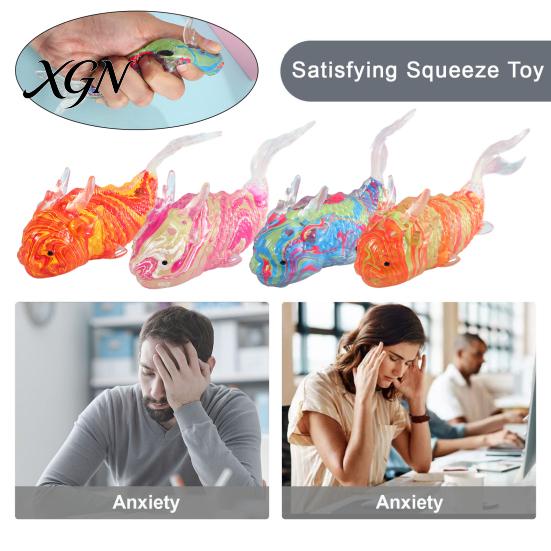 Fish-Shaped Decompression Gadget Fish Squeeze Toy Slow-Rising TPR Fidget for Stress Pinch Ball Relief Cute Kids Adults Soft Elastic
