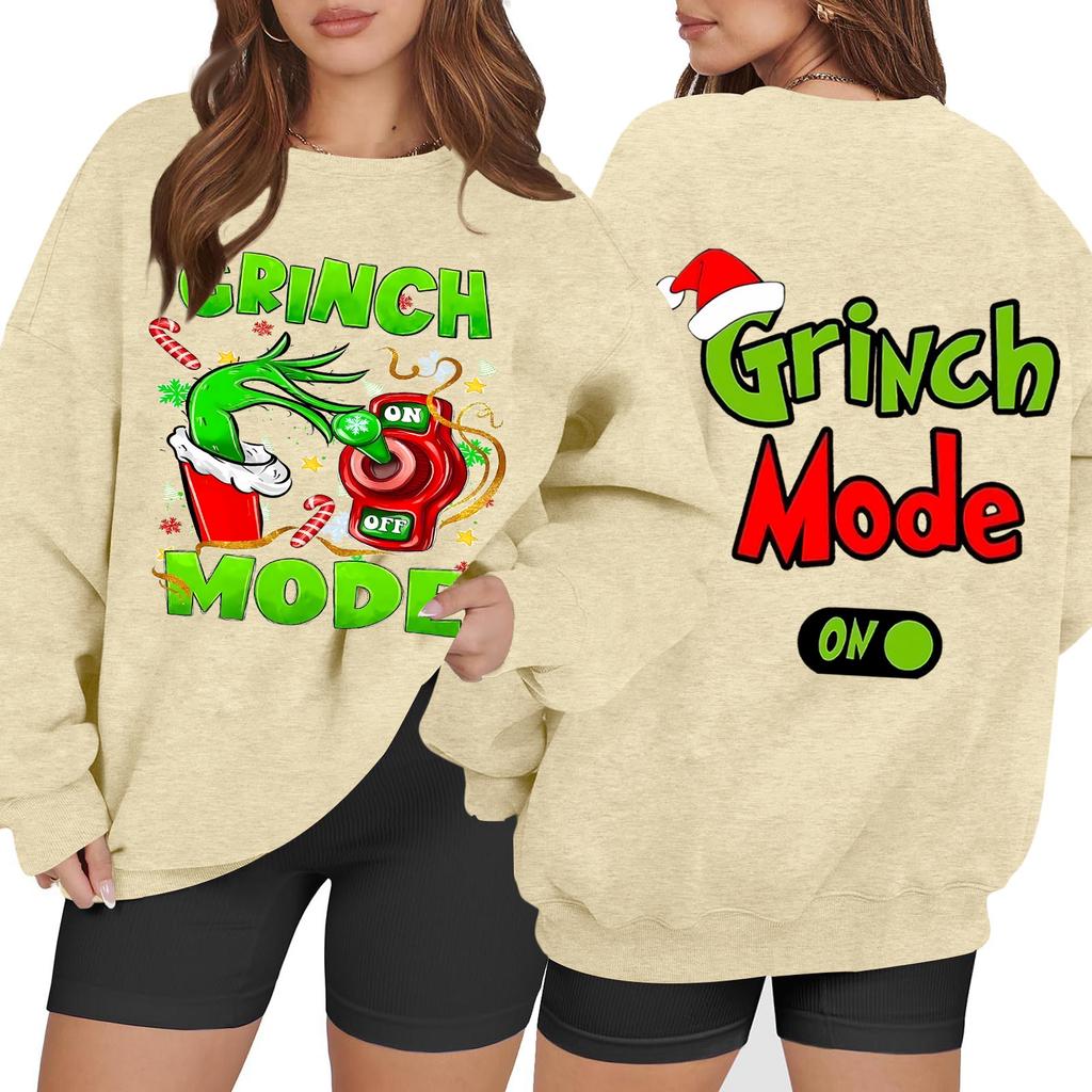 Women's Casual Fashion Long Sleeve Christmas Printed Round Neck Sweatshirt Top