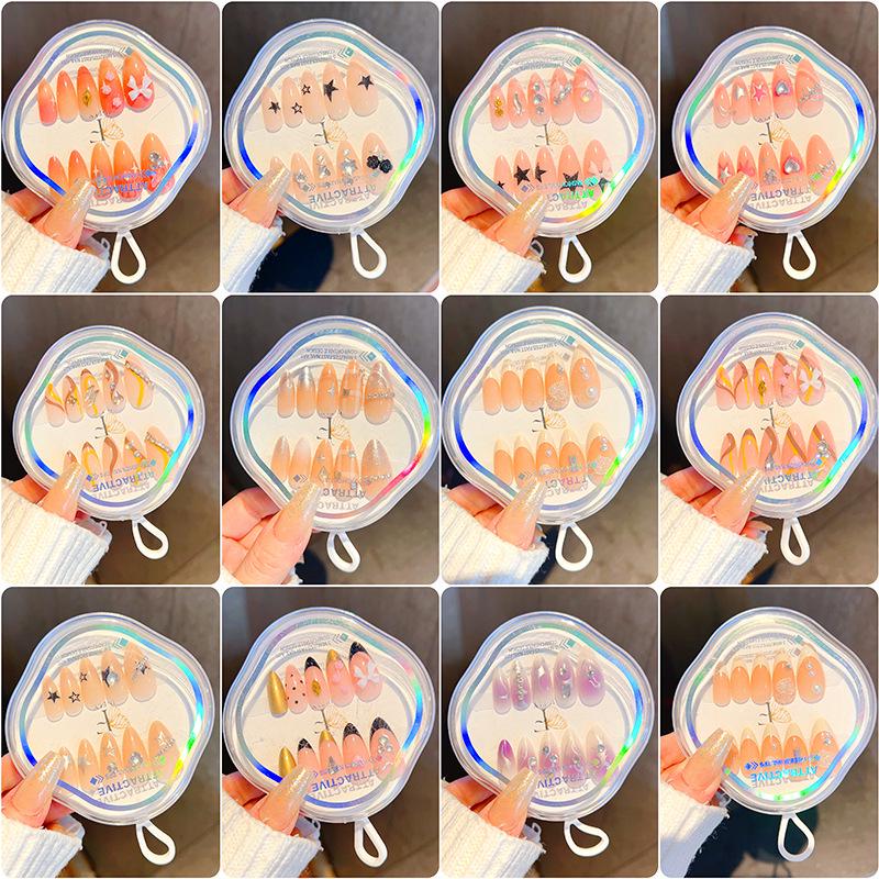 

12-Piece Clover Nail Art Set: Medium, Short & Super Short Nails with Rhinestone Decals